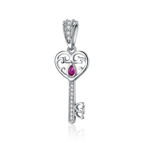 925 Sterling Silver Key Pendant For Happiness Charm Charms & Pendants