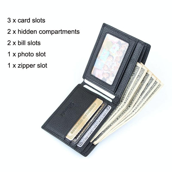 1 Sets Of Rfid Men Short Wallet With Card Slots Black Wallets