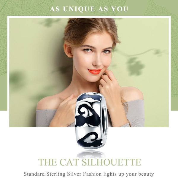 925 Sterling Silver Cat Silhouette Pendant For Diy Bracelets & Necklaces Necklaces & Pendants
