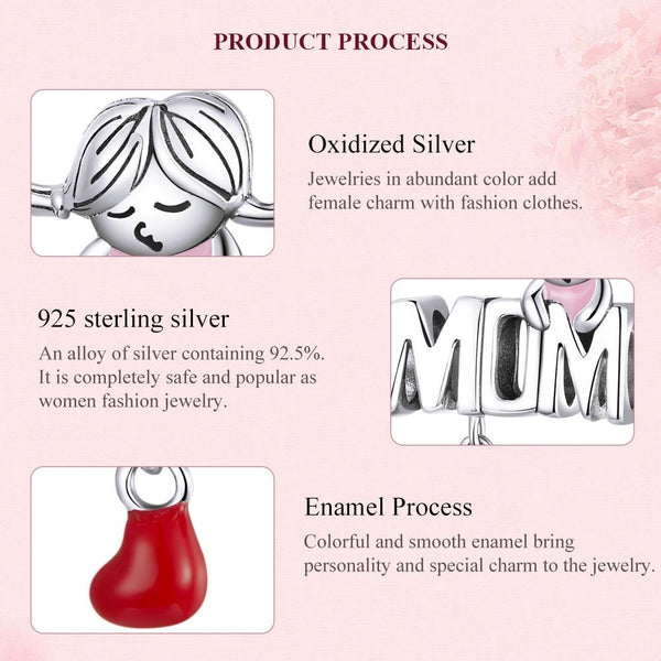 925 Sterling Silver Mom Beads For Diy Bracelets & Necklaces Charms & Pendants