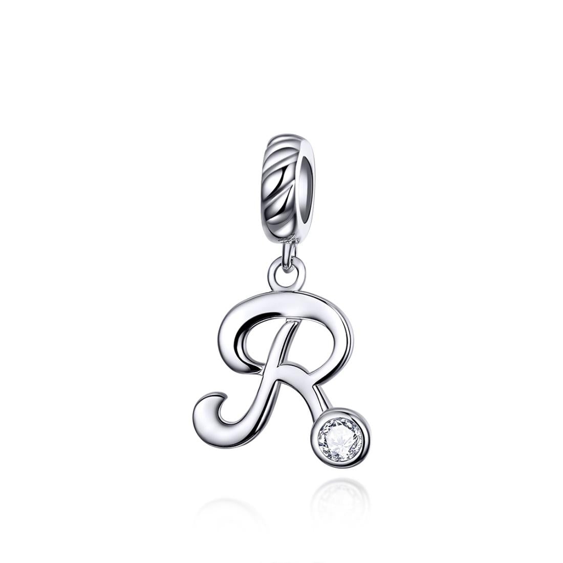 925 Sterling Silver Personalized Letter Pendant For Diy Bracelets & Necklaces Style R Charms & Pendants