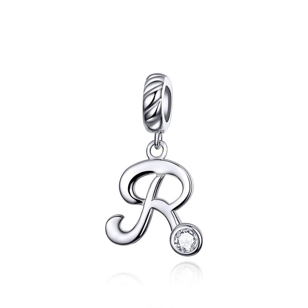 925 Sterling Silver Personalized Letter Pendant For Diy Bracelets & Necklaces Style R Charms & Pendants