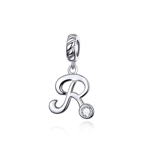 925 Sterling Silver Personalized Letter Pendant For Diy Bracelets & Necklaces Style R Charms & Pendants