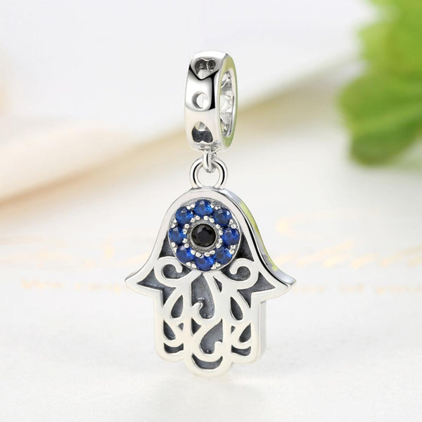 925 Sterling Silver Evil Eye Hand Charm Unique Design Charms & Pendants