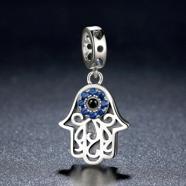 925 Sterling Silver Evil Eye Hand Charm Unique Design Charms & Pendants