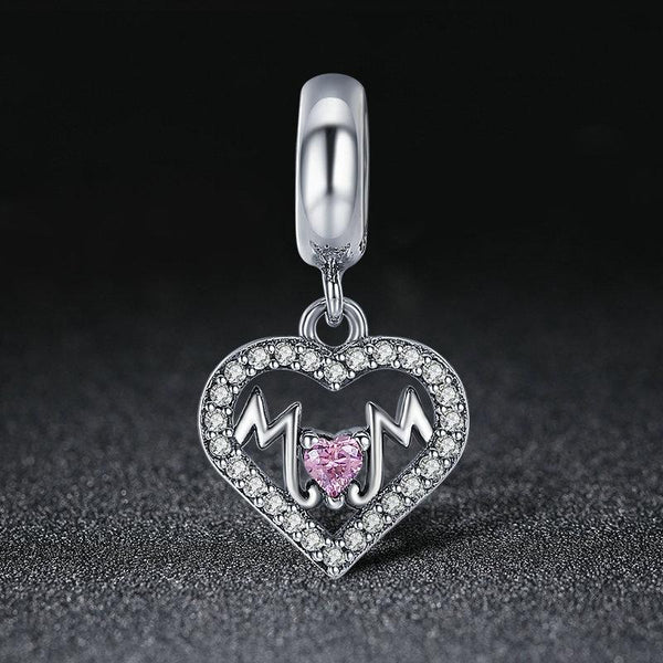 925 Sterling Silver Love Mother Heart Pendant For Diy Bracelets & Necklaces Charms & Pendants