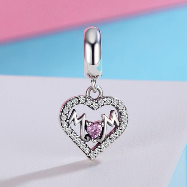 925 Sterling Silver Love Mother Heart Pendant For Diy Bracelets & Necklaces Charms & Pendants