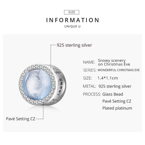 925 Sterling Silver Christmas Night Snow Scene Beads For Diy Bracelet Or Necklace Charms & Pendants