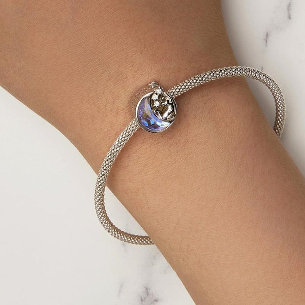 925 Sterling Silver Cat Moon Pendant For Diy Bracelets Charms & Pendants