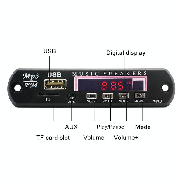 12V Car Mp3 Player Board Fm Radio Tf Usb Aux No Bluetooth / Recording Ipods & Mp3 Players