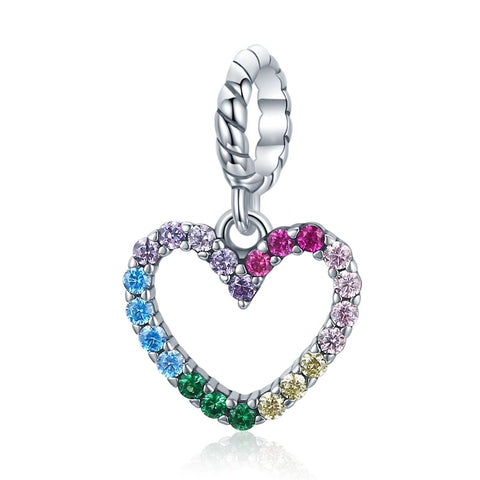 925 Sterling Silver Rainbow Heart Pendant For Diy Bracelets & Necklaces Charms & Pendants