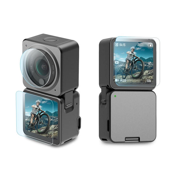9H Tempered Glass Film For Dji Action 2 3 In 1 Lens With Front And Back Lcd Display Camera Screen Protectors