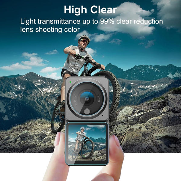 9H Tempered Glass Film For Dji Action 2 3 In 1 Lens With Front And Back Lcd Display Camera Screen Protectors