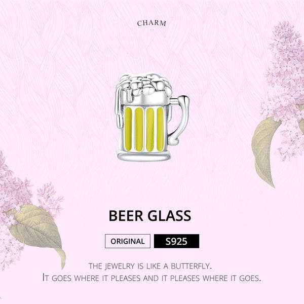 925 Sterling Silver Beer Mug Beads For Diy Bracelets & Necklaces Craft Beads