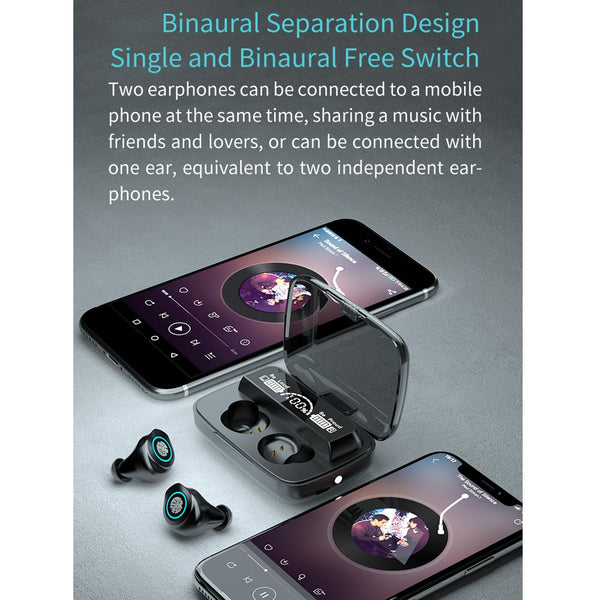 Waterproof Wireless Bluetooth Earphones With Touch Screen And Charging Box Earbuds