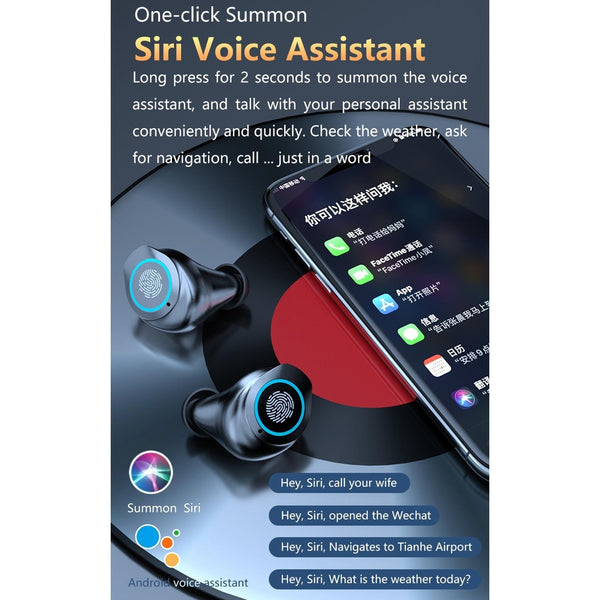 Waterproof Wireless Bluetooth Earphones With Touch Screen And Charging Box Earbuds