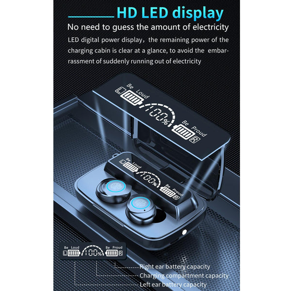 Waterproof Wireless Bluetooth Earphones With Touch Screen And Charging Box Earbuds