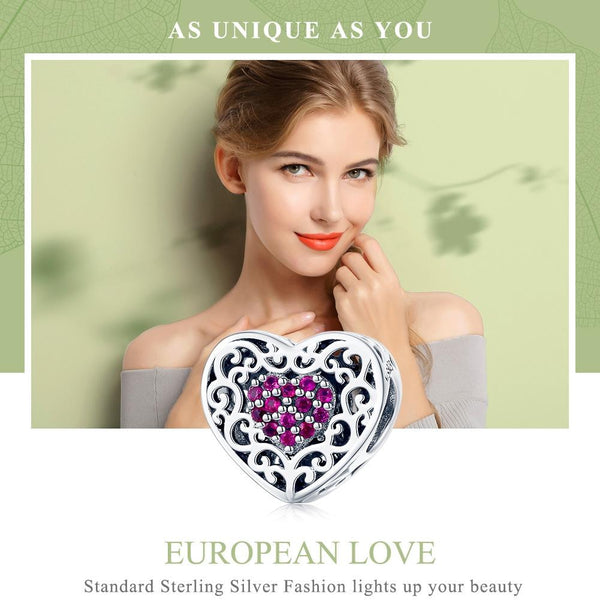 925 Sterling Silver Heart Beads For Diy Bracelets Charms & Pendants