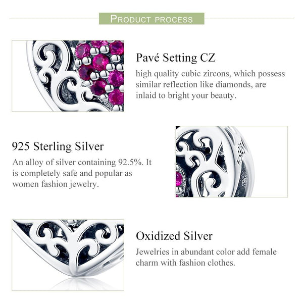 925 Sterling Silver Heart Beads For Diy Bracelets Charms & Pendants