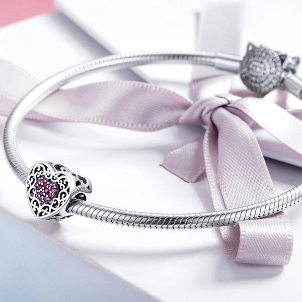 925 Sterling Silver Heart Beads For Diy Bracelets Charms & Pendants