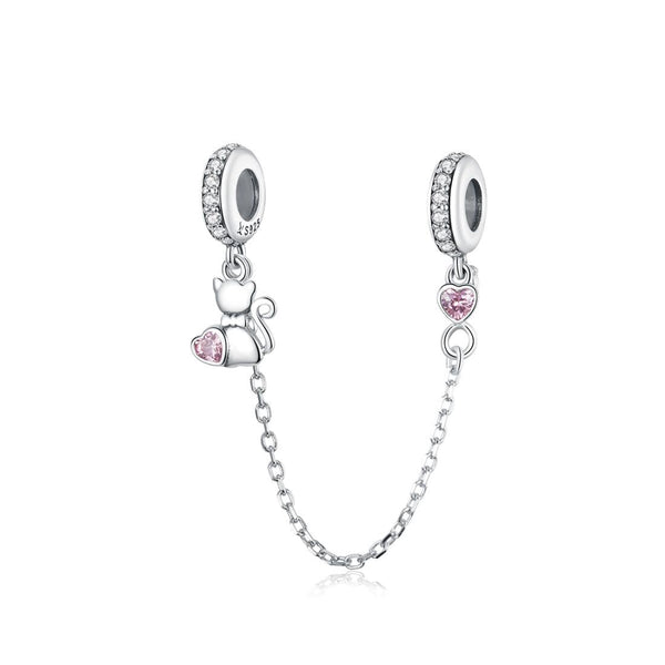 925 Sterling Silver Cat Safety Chain For Diy Bracelets