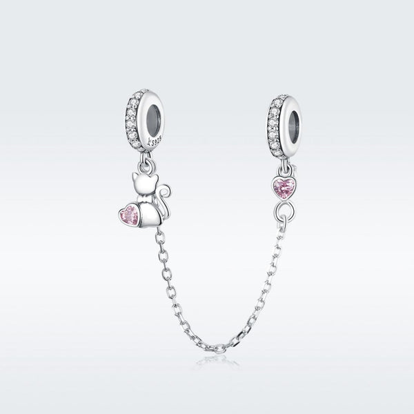 925 Sterling Silver Cat Safety Chain For Diy Bracelets