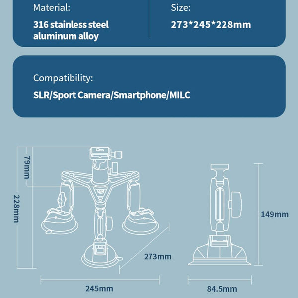 Car Mount For Action Camera With Suction Cup Suitable Audio And Video Use Other Camera & Photo Accs