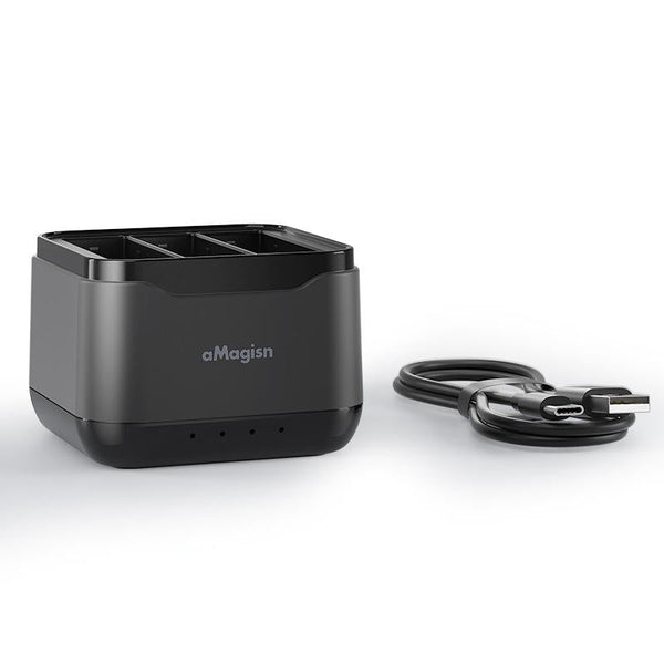 Amagisn Charger Base For Batteries With Triple Charging Slots And Indicator Chargers & Cradles