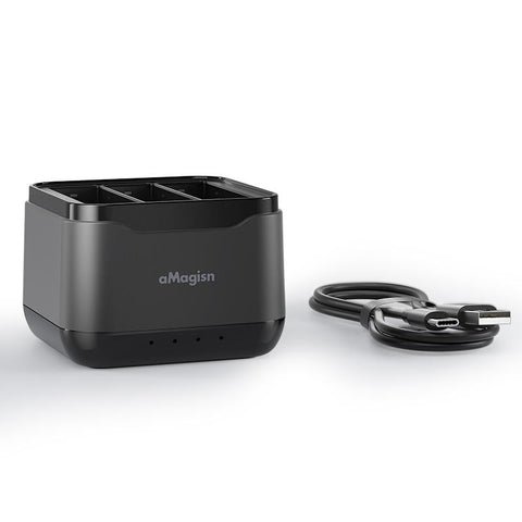 Amagisn Charger Base For Batteries With Triple Charging Slots And Indicator Chargers & Cradles