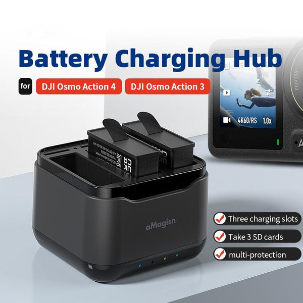 Amagisn Charger Base For Batteries With Triple Charging Slots And Indicator Chargers & Cradles