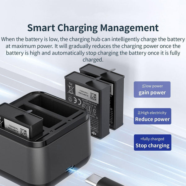 Amagisn Charger Base For Batteries With Triple Charging Slots And Indicator Chargers & Cradles