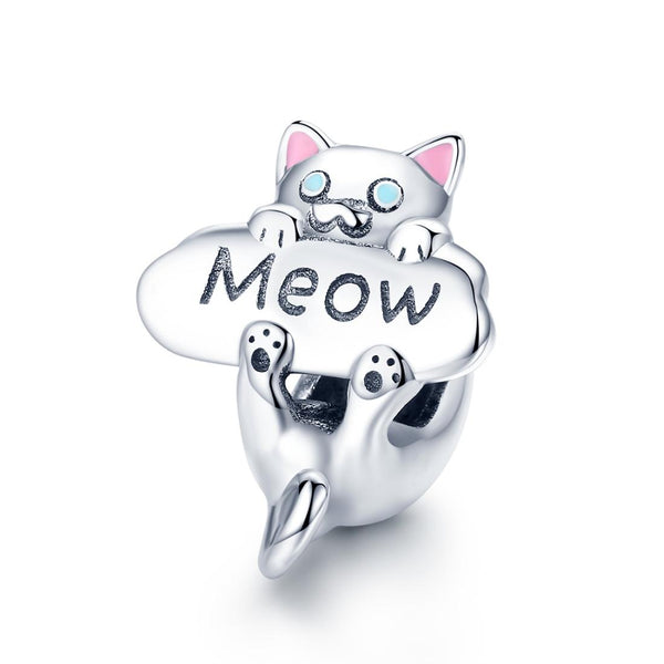 925 Sterling Silver Adorable Cat Charm For Diy Bracelets & Necklaces Charms & Pendants