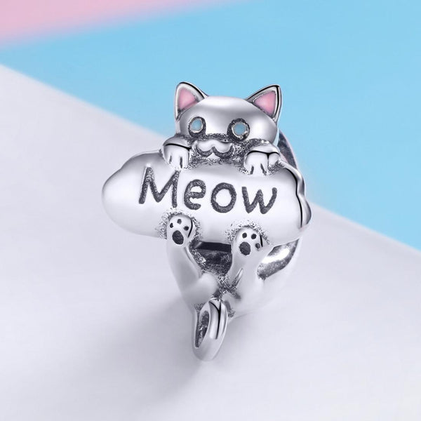925 Sterling Silver Adorable Cat Charm For Diy Bracelets & Necklaces Charms & Pendants