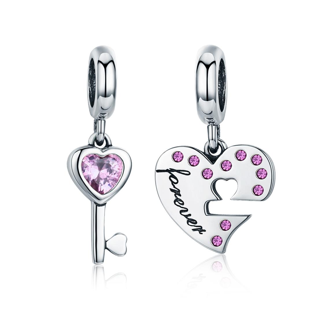 925 Sterling Silver Diamond Heart Spoon Bracelet Charms & Pendants