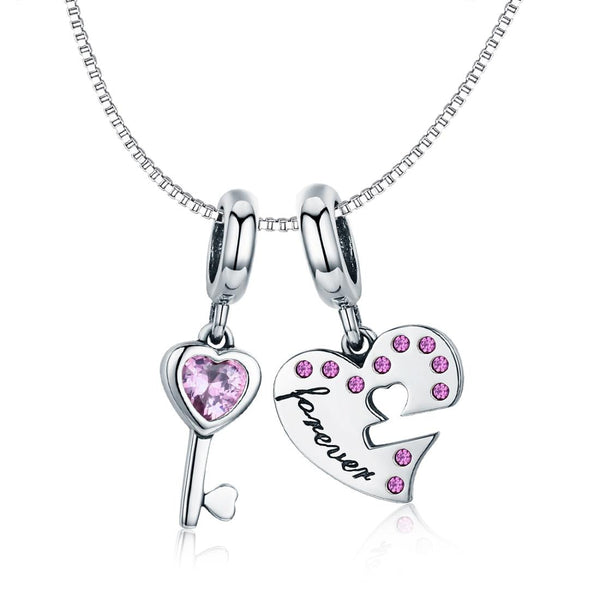 925 Sterling Silver Diamond Heart Spoon Bracelet Charms & Pendants