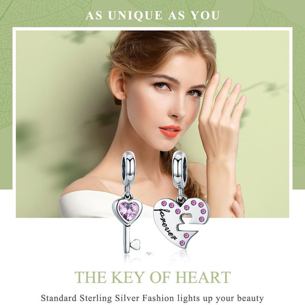 925 Sterling Silver Diamond Heart Spoon Bracelet Charms & Pendants
