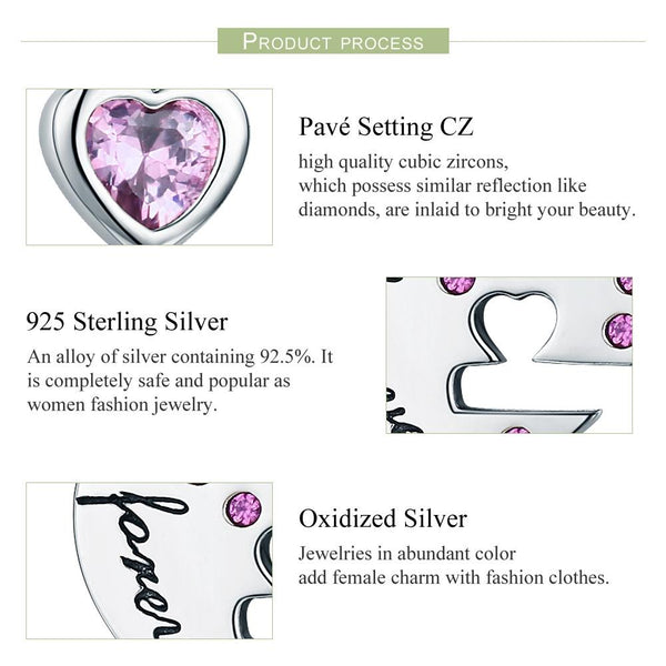 925 Sterling Silver Diamond Heart Spoon Bracelet Charms & Pendants
