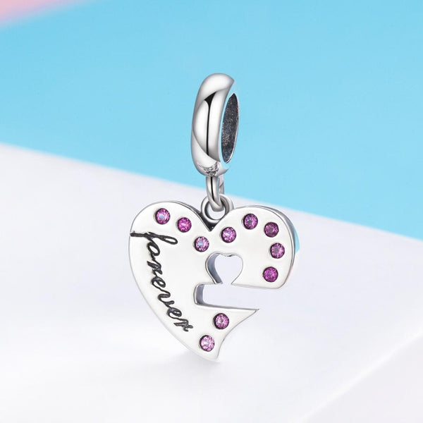 925 Sterling Silver Diamond Heart Spoon Bracelet Charms & Pendants