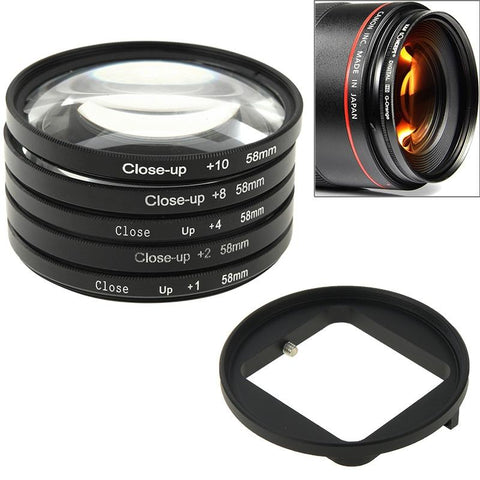58Mm Close Up Lens Filter Set For Gopro Hero3 6 In 1 Macro Adapter Ring Camera Drone Accessories
