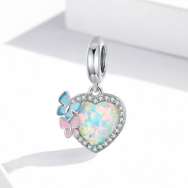 925 Sterling Silver Colorful Opal Butterfly Pendant For Diy Bracelets & Necklaces Charms & Pendants