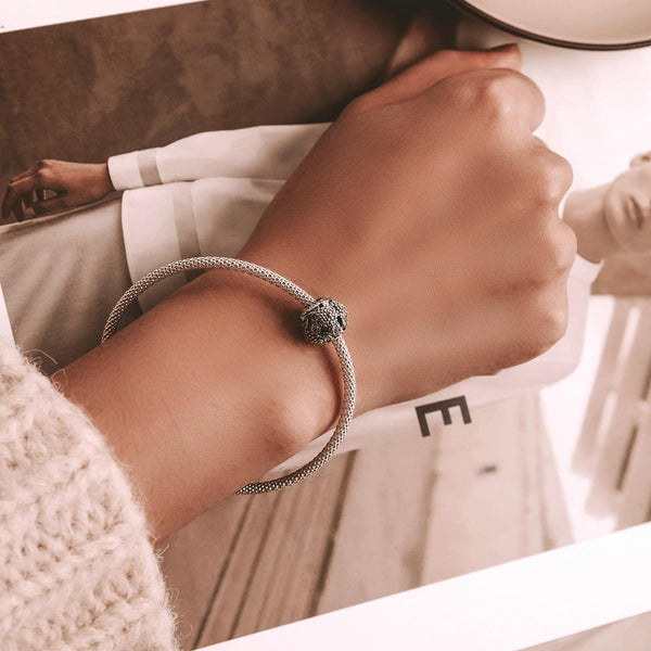 925 Sterling Silver Embossed Flower Beads For Diy Bracelets & Necklaces Charms & Pendants