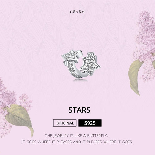 925 Sterling Silver Star Beaded Bracelet / Necklace Accessory Charms & Pendants