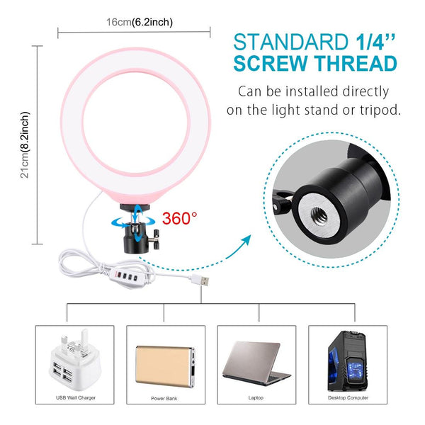 16Cm Usb Led Ring Light With Tripod And 3 Modes Other Lighting & Studio