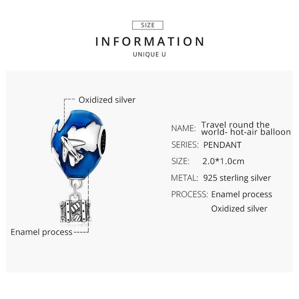 925 Sterling Silver Airplane & Hot Balloon Pendant For Diy Bracelets Necklaces Charms & Pendants