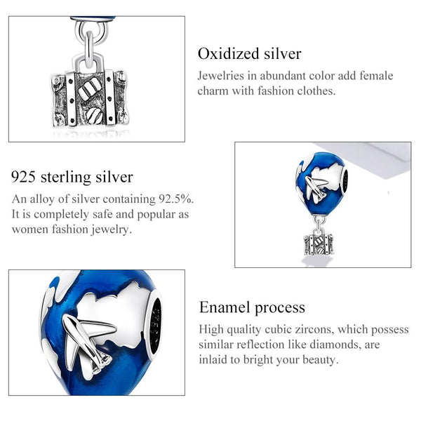 925 Sterling Silver Airplane & Hot Balloon Pendant For Diy Bracelets Necklaces Charms & Pendants