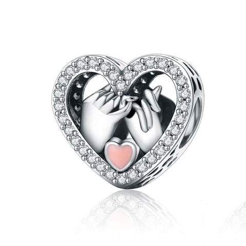 925 Sterling Silver Heart Diamond Accessories Charms & Pendants