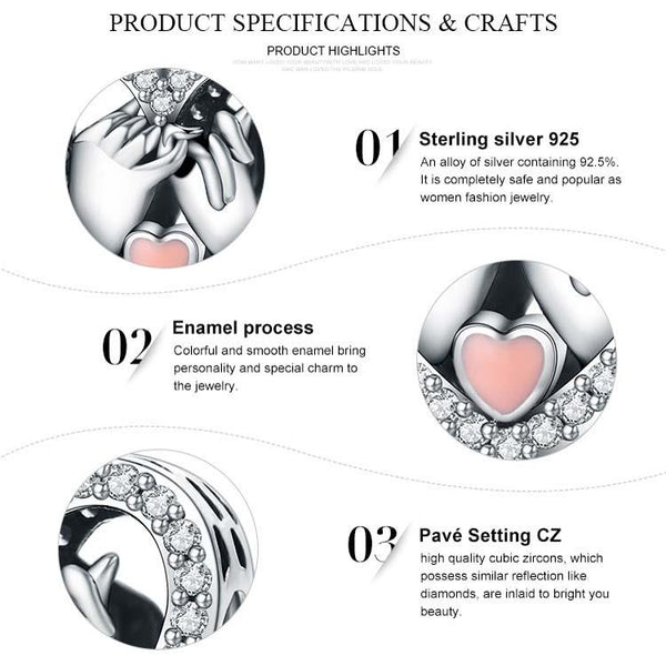 925 Sterling Silver Heart Diamond Accessories Charms & Pendants
