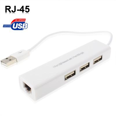 Usb Network Adapter With 3 Port Hub & Rj45 Ethernet Other Networking Cables
