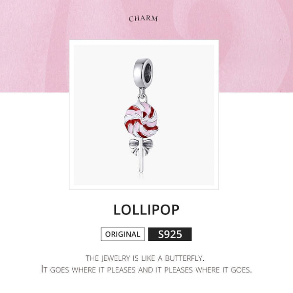 925 Sterling Silver Colorful Lollipop Pendant Charms & Pendants