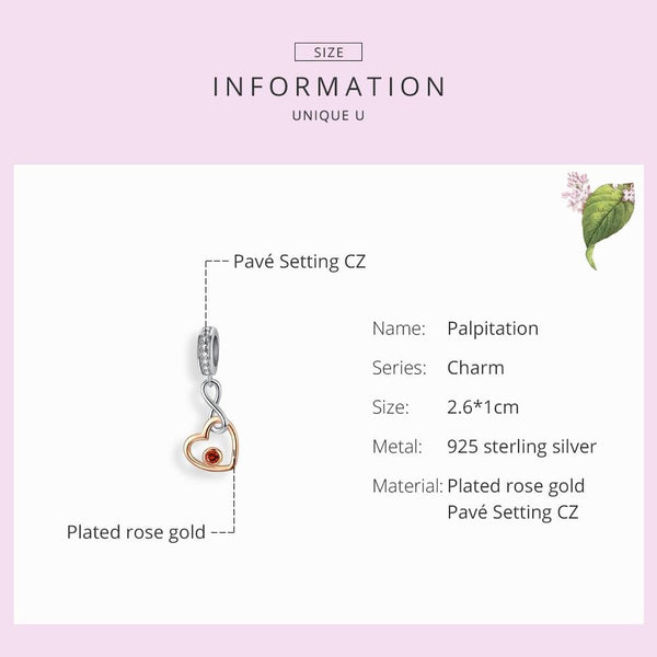 925 Sterling Silver Rose Gold Heart Pendant For Diy Bracelet Or Necklace Necklaces & Pendants